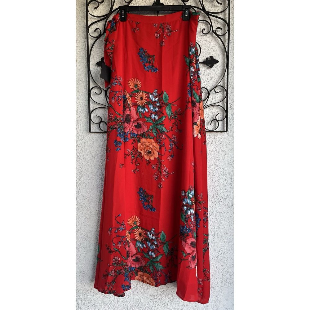 Lulus Bloom With A View Of Red Maxi Wrap Skirt - XL - Multicolored - Picture 5 of 9